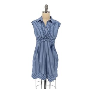 BCBGMaxazria Striped Tunic Mini Shirtdress Blue White 2 preppy retro y2k Busines